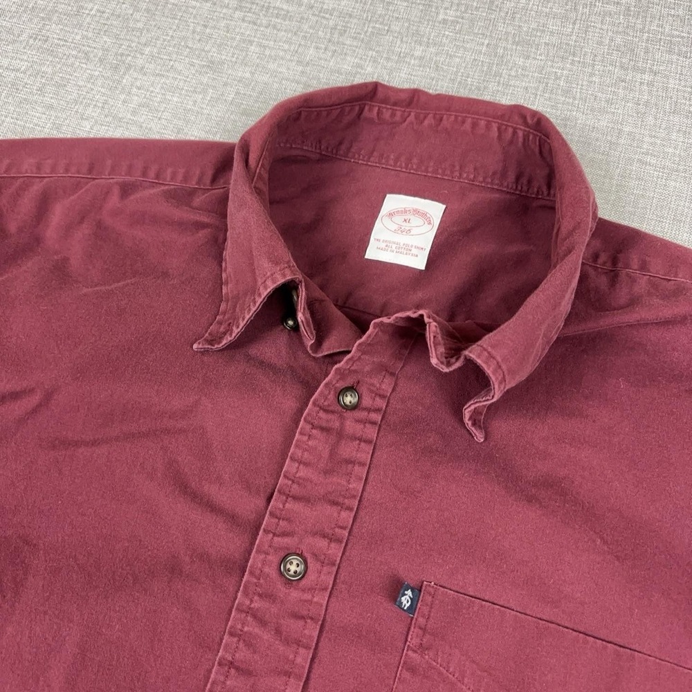 Brooks Brothers 346 Shirt Mens XL Burgundy Original Polo Cotton Button Down